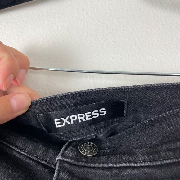 Express Woman's Sz 2 Shortie High Rise Exposed Button Fly High Rise Denim Shorts - Picture 4 of 8